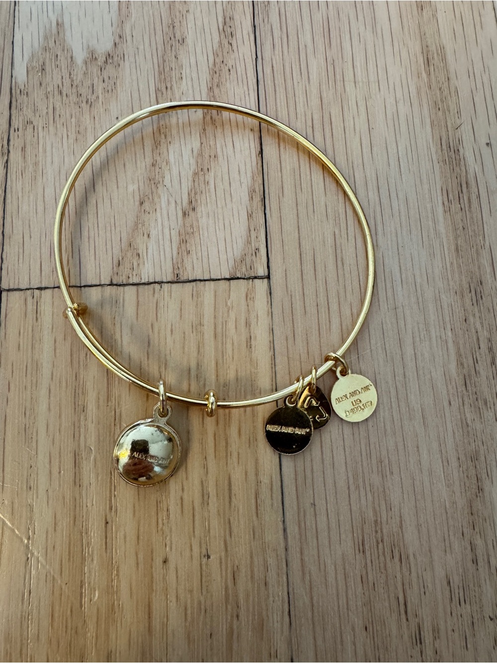 Alex & Ani Emerald Green Bracelet, gold bangle style. May birthstone. - Picture 2 of 2